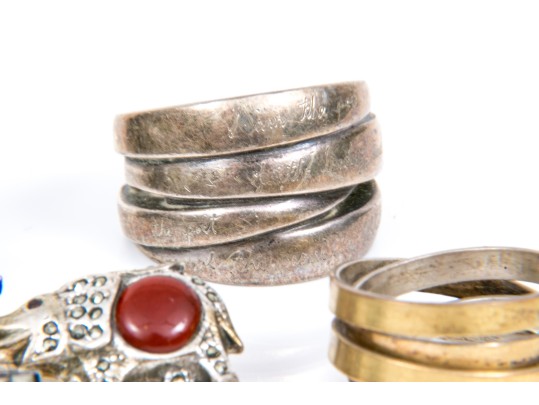 Lot Of Assorted Sterling Jewelry Pieces, Including A Vintage Hobe Brooch