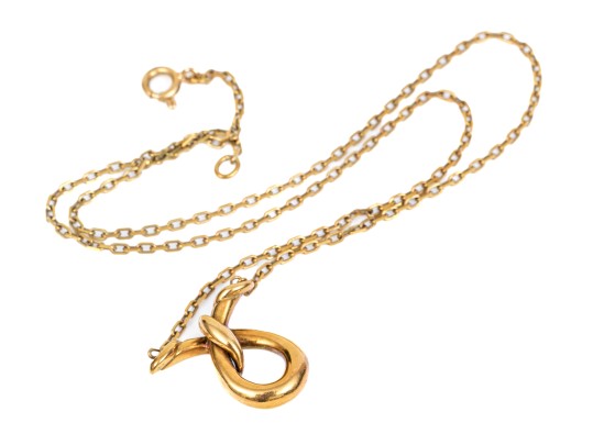 14k Yellow Gold Handsome Knot Necklace, With Chain