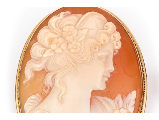 Classic 14K Cameo Brooch And Ring, Size 4.25