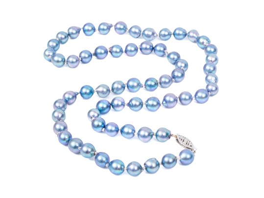 14K White Gold And Blue-Grey Cultured Freshwater Pearl Necklace