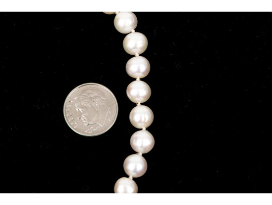 Handsome Strand Of Cultured 7mm To 7.75mm Freshwater Pearls, 14k Clasp