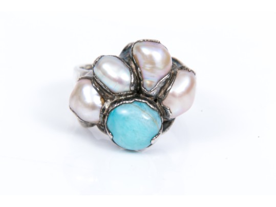 Sterling Striking Larimer, Amethyst And Cultured Freshwater Pearl Cuff Bracelet, With Ring