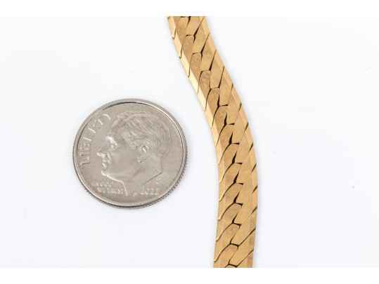 14K Italian Herringbone Chevron Chain Necklace