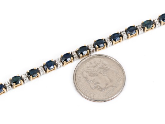 Dainty 14K Sapphire And Diamond Line Bracelet