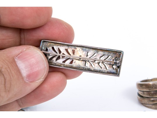 Lot Of Assorted Sterling Jewelry Pieces, Including A Vintage Hobe Brooch