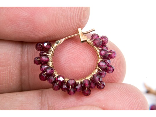 Lot Of Two Sterling And Gold Filled Faceted Semi-precious Stone Earrings