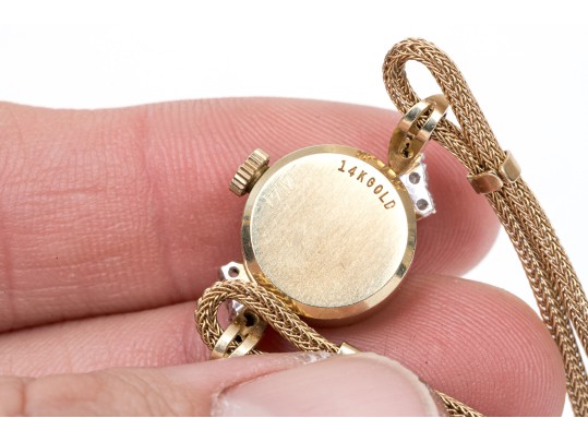 Omega Vintage Ultra Small Vintage 14k Yellow Gold And Diamond Mechanical Watch