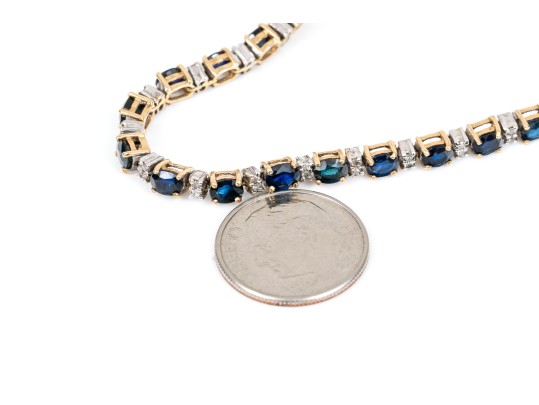 Dainty 14K Sapphire And Diamond Line Bracelet