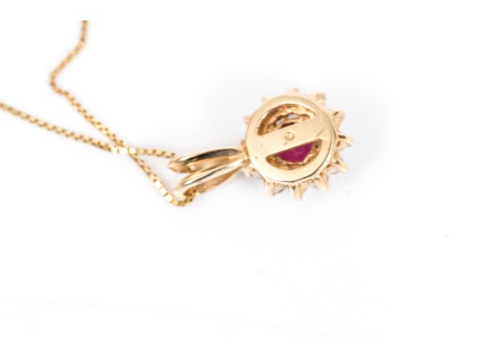 Delicate 14K Pink Sapphire And Diamond Cluster Pendant Necklace