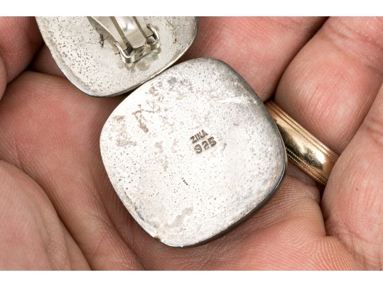 Three Pairs Of Sterling Pendant Clip Back Earrings