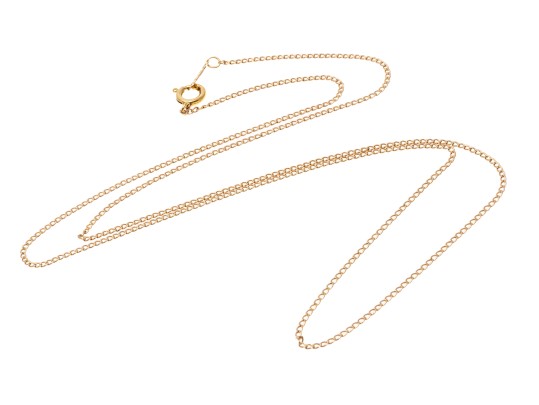 14k Yellow Gold Fine Curb Style Chain, Finished With A Gold Filled Spring Style Clasp