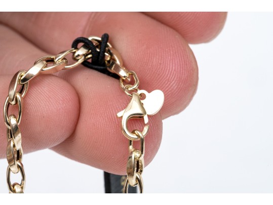 14k Yellow Gold Simple Hollow Oval Link Bracelet