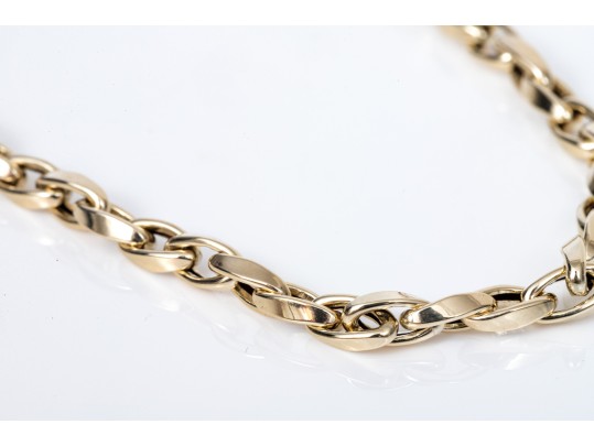 14k Yellow Gold Simple Hollow Oval Link Bracelet