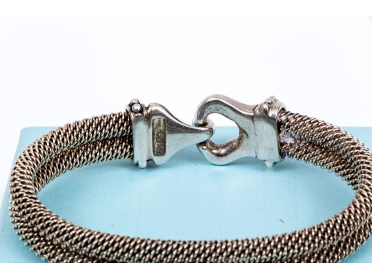 Lot Of Two Fun Sterling Silver Jewelry Pieces, Including A Link Necklace And Mesh Bracelet