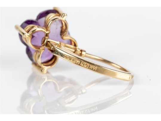 Unique 14K And Quartafoil Cut Amethyst Earrings