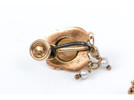 14k Yellow Vintage Lot Of Cultured Pearl And Screw Back Earrings, Assorted Styles