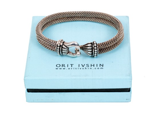 Lot Of Two Fun Sterling Silver Jewelry Pieces, Including A Link Necklace And Mesh Bracelet