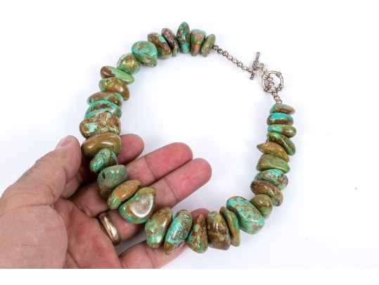 Fabulous Chunky Blue Green Tumbled Turquoise Beads With Brown Matrix