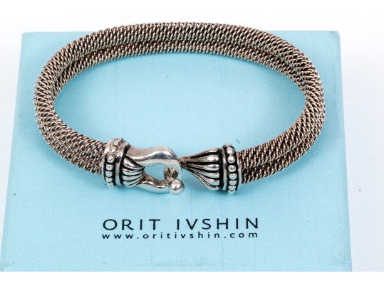 Lot Of Two Fun Sterling Silver Jewelry Pieces, Including A Link Necklace And Mesh Bracelet