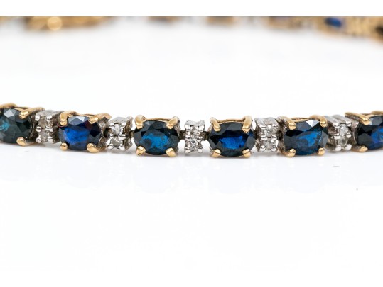 Dainty 14K Sapphire And Diamond Line Bracelet
