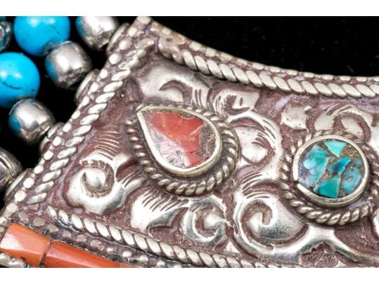 Two Striking Beaded And Ornate Stone Necklaces