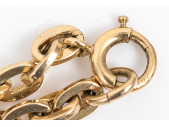 14K Cable Link And Station Bar Chain Necklace