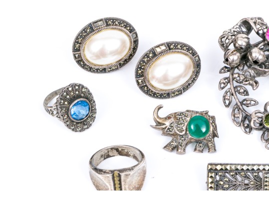 Lot Of Assorted Sterling Jewelry Pieces, Including A Vintage Hobe Brooch