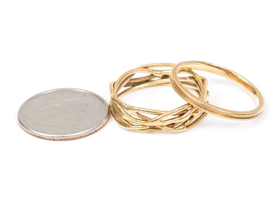 18K Tiffany & Co. And 14K Braided Rings, Sizes 6.25- & 6.5