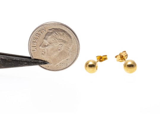 18k Yellow Gold Classic Gold Ball Stud Earrings