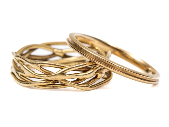 18K Tiffany & Co. And 14K Braided Rings, Sizes 6.25- & 6.5