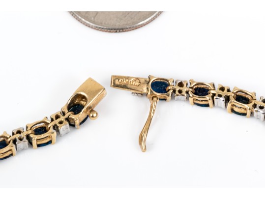 Dainty 14K Sapphire And Diamond Line Bracelet