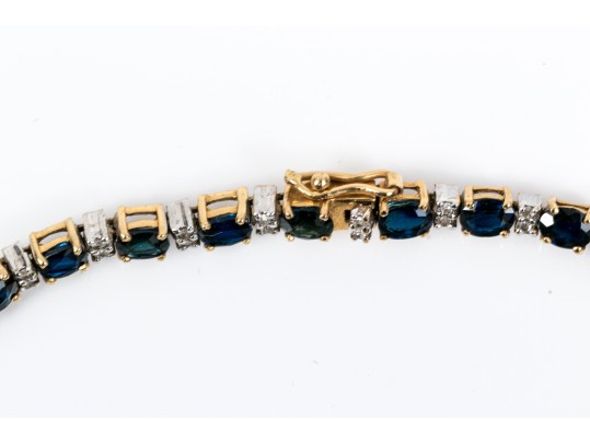 Dainty 14K Sapphire And Diamond Line Bracelet
