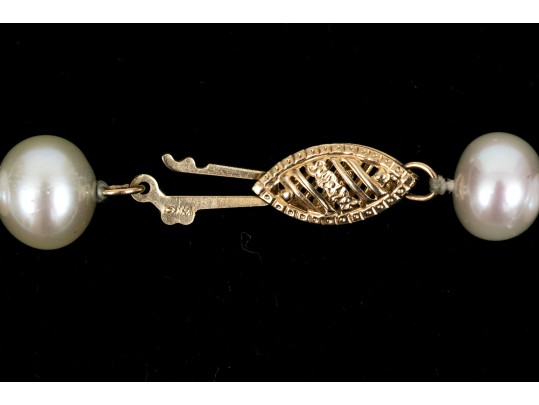 Handsome Strand Of Cultured 7mm To 7.75mm Freshwater Pearls, 14k Clasp