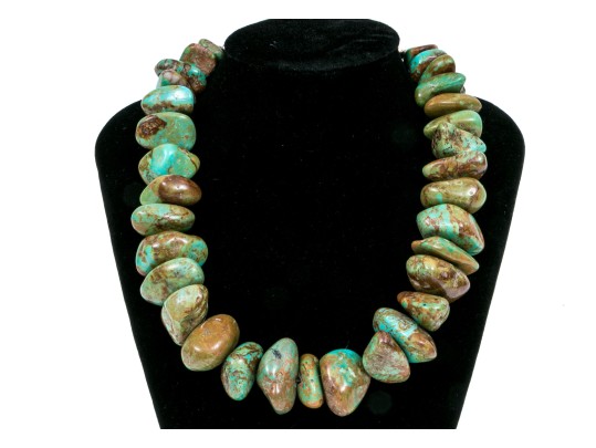 Fabulous Chunky Blue Green Tumbled Turquoise Beads With Brown Matrix