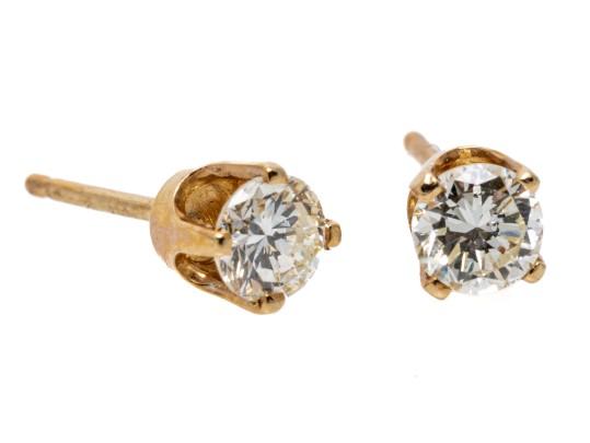 14K Brilliant Cut Diamond Set Stud Earrings, 0.3 TCW