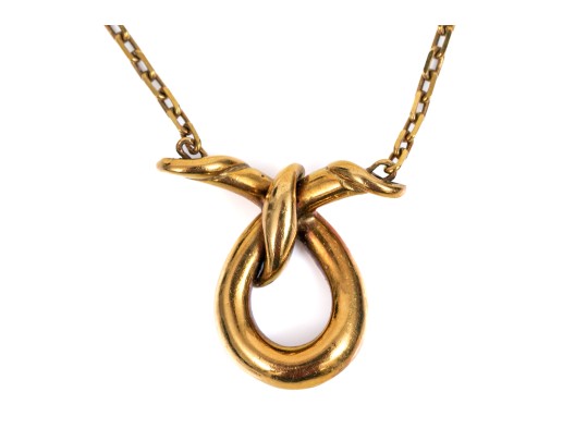 14k Yellow Gold Handsome Knot Necklace, With Chain