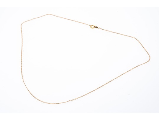 14k Yellow Gold Fine Curb Style Chain, Finished With A Gold Filled Spring Style Clasp