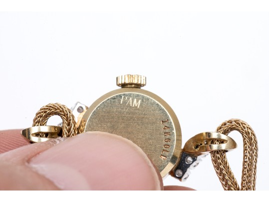 Omega Vintage Ultra Small Vintage 14k Yellow Gold And Diamond Mechanical Watch