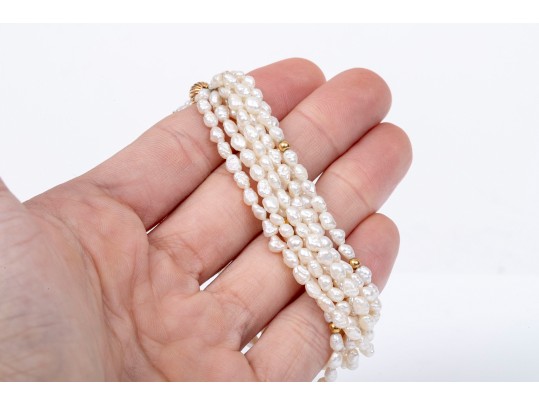 Handsome Cultured Freshwater Pearl Torsade Bracelet With 14k Clasp