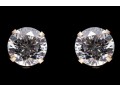 14k Yellow Gold Round Brilliant Cut CZ Stud Earrings