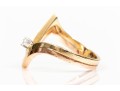 14k Yellow Gold Retro Zig Zag Ring, Set With A Round Faceted Diamond, Size 6.25