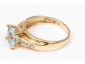 14K Stunning Aquamarine And Diamond Ring, Size 5.25