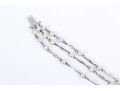 14k White Gold Vintage Three Strand Cultured Pearl And Plaque Link Bracelet