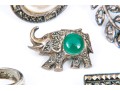 Lot Of Assorted Sterling Jewelry Pieces, Including A Vintage Hobe Brooch
