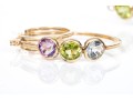 Colorful 14K Amethyst, Peridot And Topaz Set Hoop Earrings