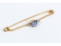 18k Yellow Gold Handsome Blue Star Sapphire And Diamond Kilt Pin