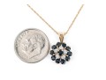 14K Sapphire And Accent Diamond Cluster Pendant Necklace