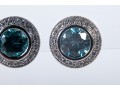 14k White Gold Blue Zircon And CZ Stud Earrings