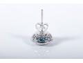 14k White Gold Blue Zircon And CZ Stud Earrings
