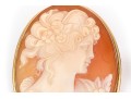Classic 14K Cameo Brooch And Ring, Size 4.25